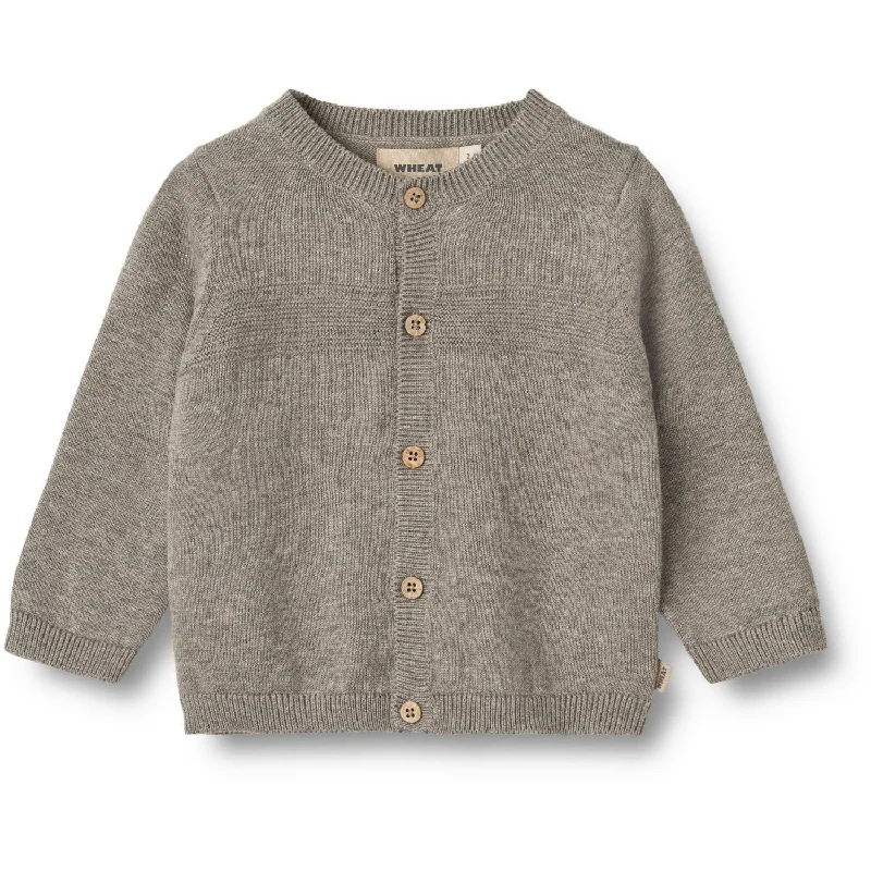 Wheat Warm Grey Melange Knit Cardigan Sofus