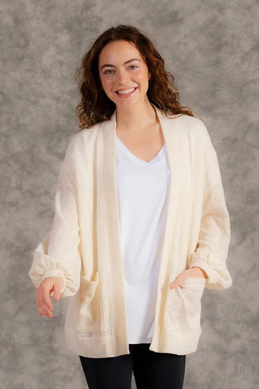 Ivory Open Woven Cardigan