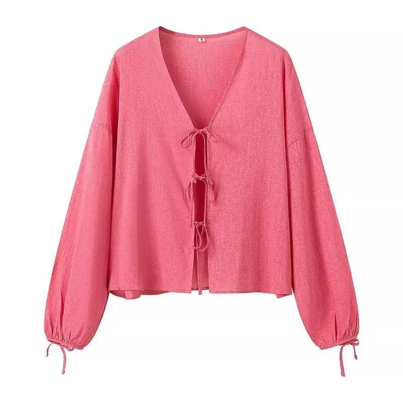 Rose Pink Boho Cardigan Blouse