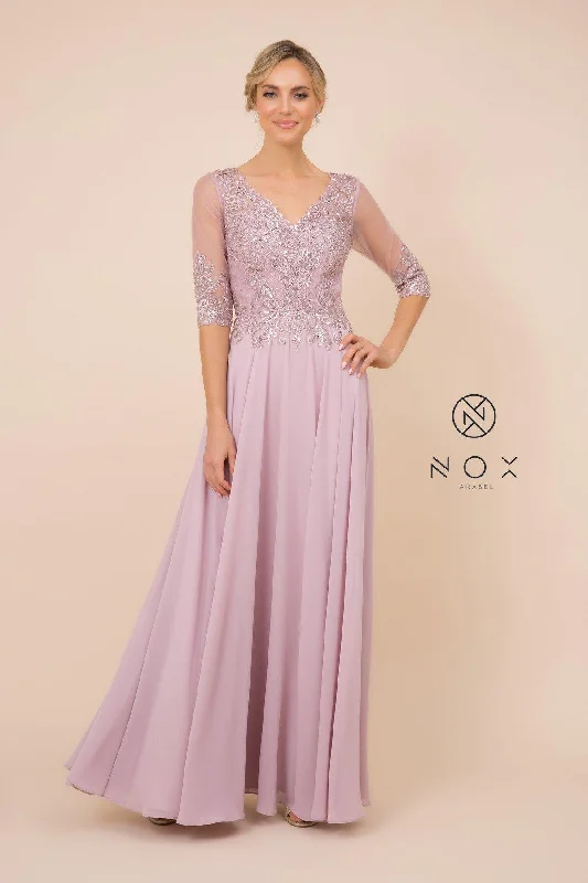 Long Gown With Applique Bodice Formal Dress