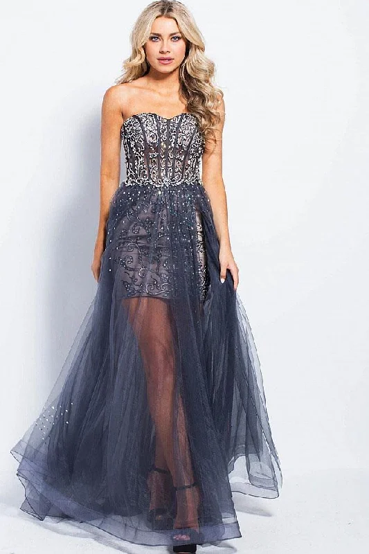 JVN by Jovani JVN55886 - Strapless Sweetheart A-Line Dress with Embellishments