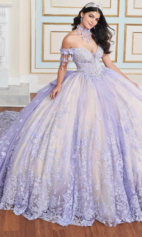 Princesa by Ariana Vara PR30172 - Off-Shoulder Floral Embellished Ball Gown