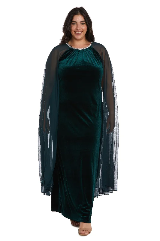 R&M Richards 2642W Long Formal Plus Size Cape Dress