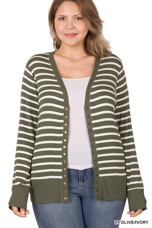 Striped Snap Cardigan