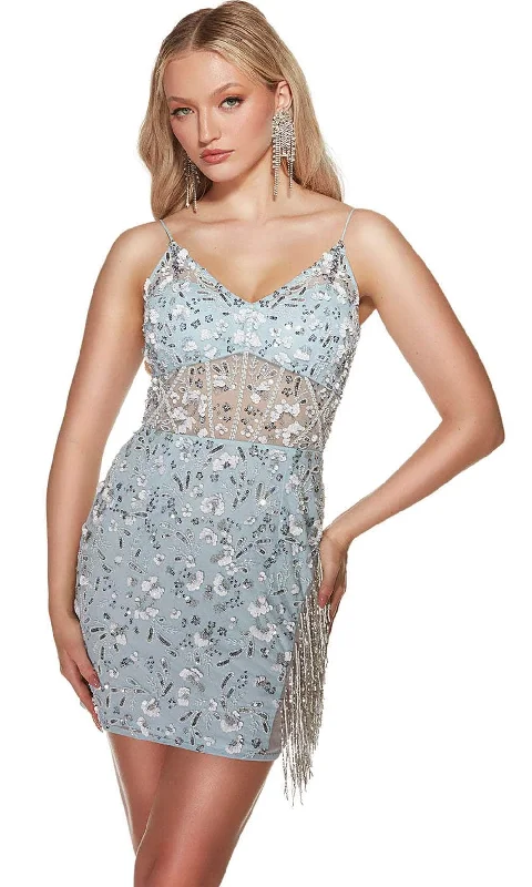 Alyce Paris 4871 - V-Neck Beaded Cocktail Dress