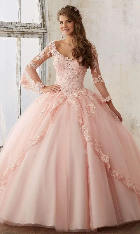 Vizcaya by Mori Lee 60015 - Sheer Bell Sleeve Princess Ballgown