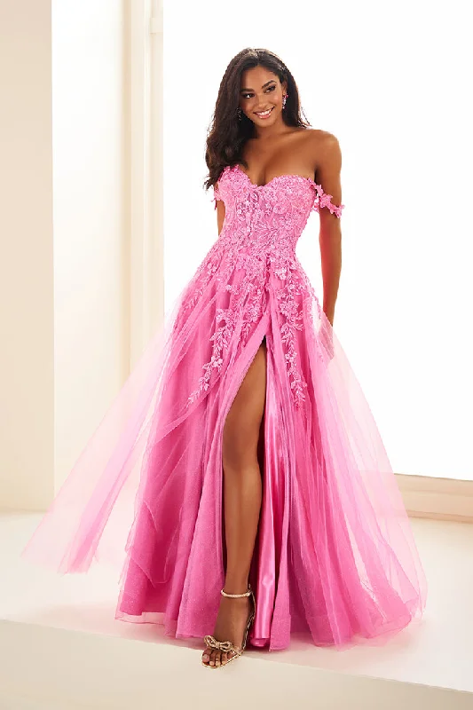 Ellie Wilde EW35101 - Off-Shoulder Slit  A-Line Prom Dress