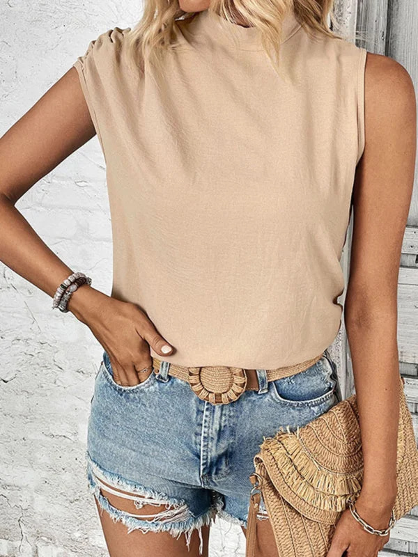 Summer Must-Have Stand Collar Tank Top