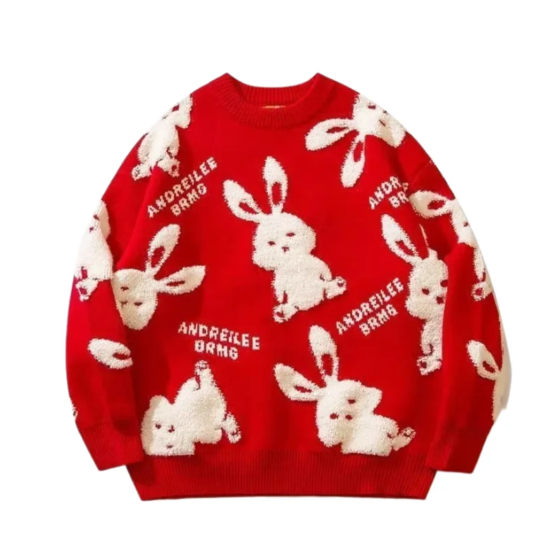 Cute Flocked Rabbit Sweater