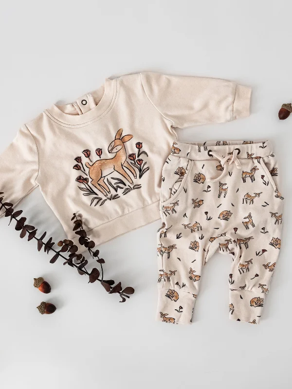 Organic Sweatshirt & Jogger Set, Doe-a-Deer