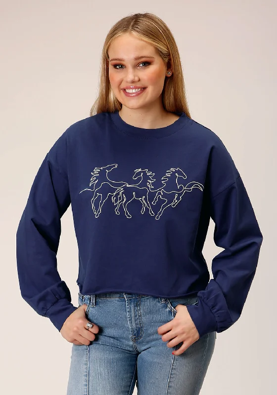 Roper Womens Broncos Blue 100% Cotton Sweatshirt