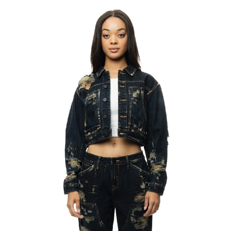 Cropped Carpenter Jean Jacket - 1920 Blue