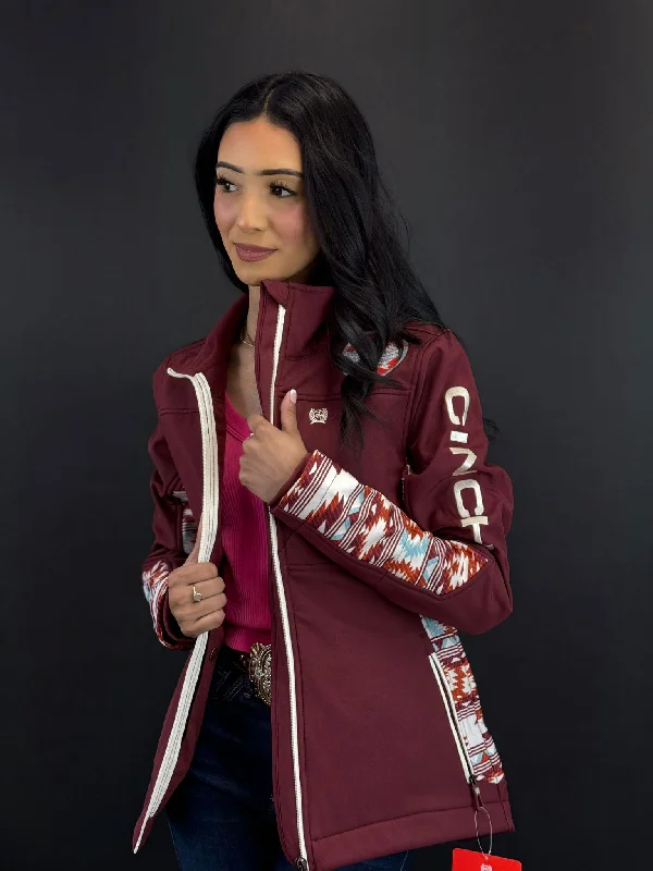 Cinch Womens Jacket Softshell Red Aztec Team Logo