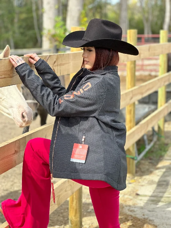 Cinch Womens Black w/Rose Gold Team Logo Softshell Jacket