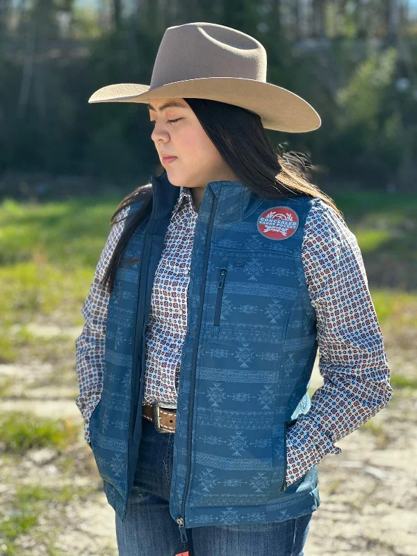 Cinch Womens Blue Aztec Pattern Vest, Concealed Carry Pocket