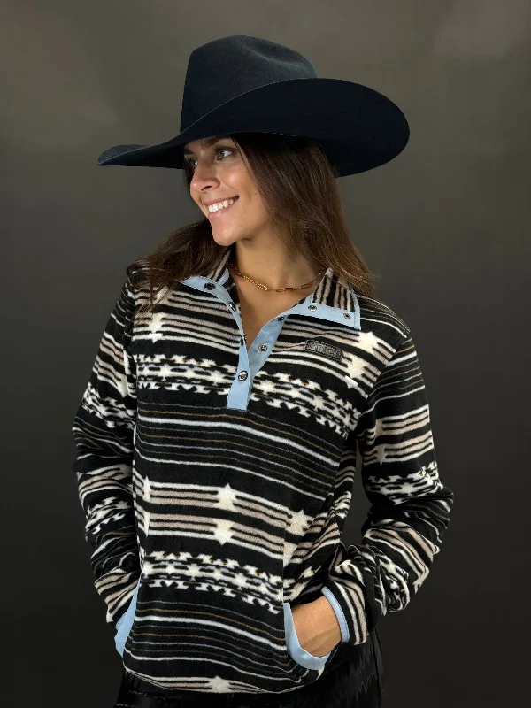 Cinch Womens Pullover Black/White Blue & Aztec Pattern