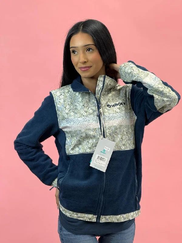 Hooey Womens Floral Pattern w/ Blue Sleeves Full Zip Up