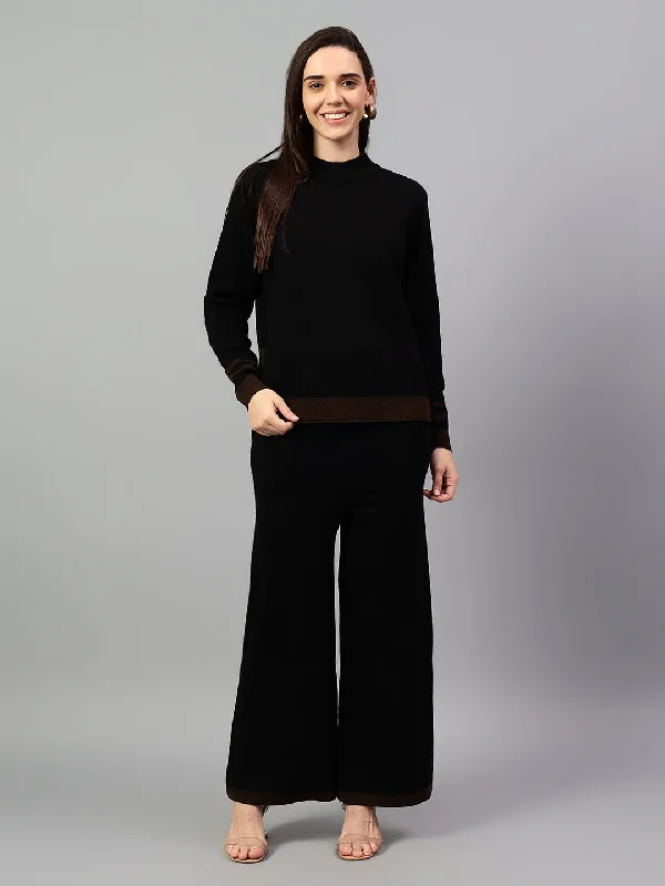 Women's Black Solid Winter Co-Ord Set