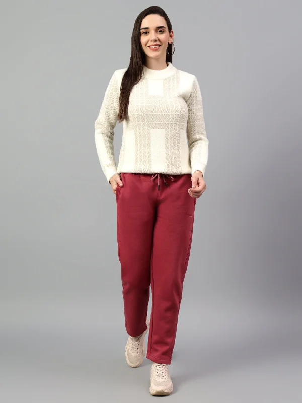 Women's Coral Solid Winter Track Pant