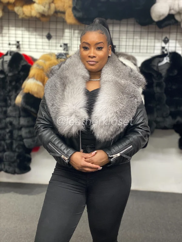 Women's Jay Biker Full Fox Fur [Silver Fur]