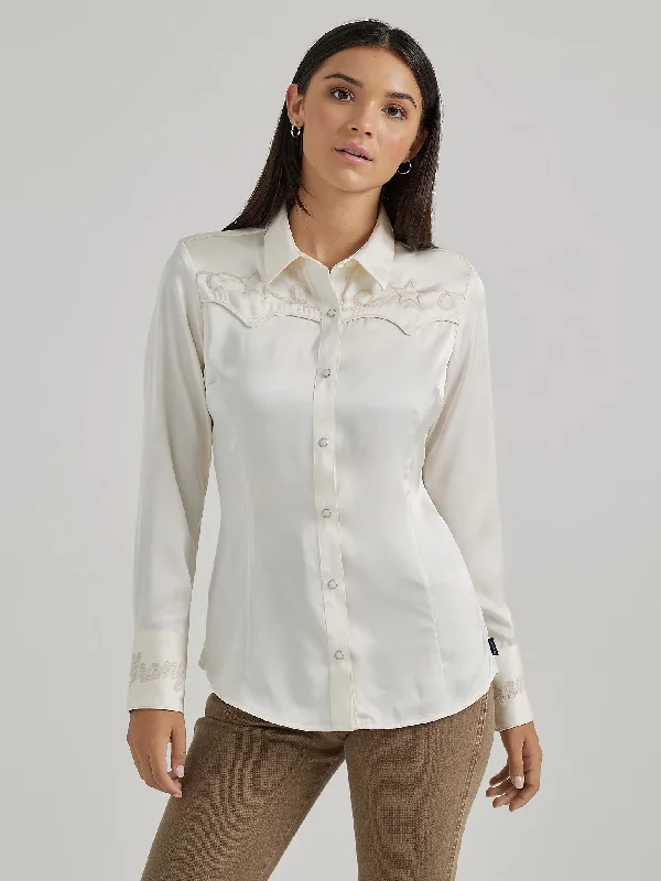 Women's Wrangler Retro Satin Snap Front Shirt #112356664