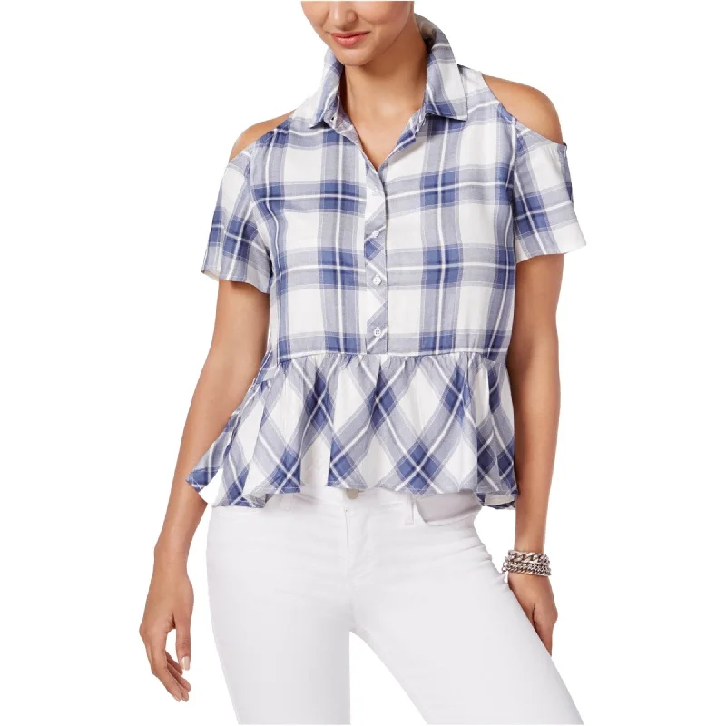 Buffalo David Bitton Womens Satyana Button Up Shirt, Blue, Small