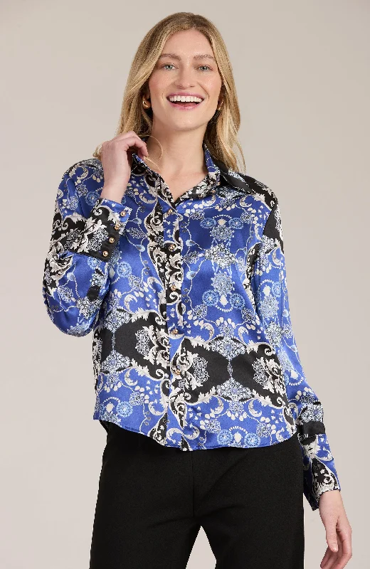 Chloe Charmeuse Diamonds Shirt - Diamonds & Sapphires