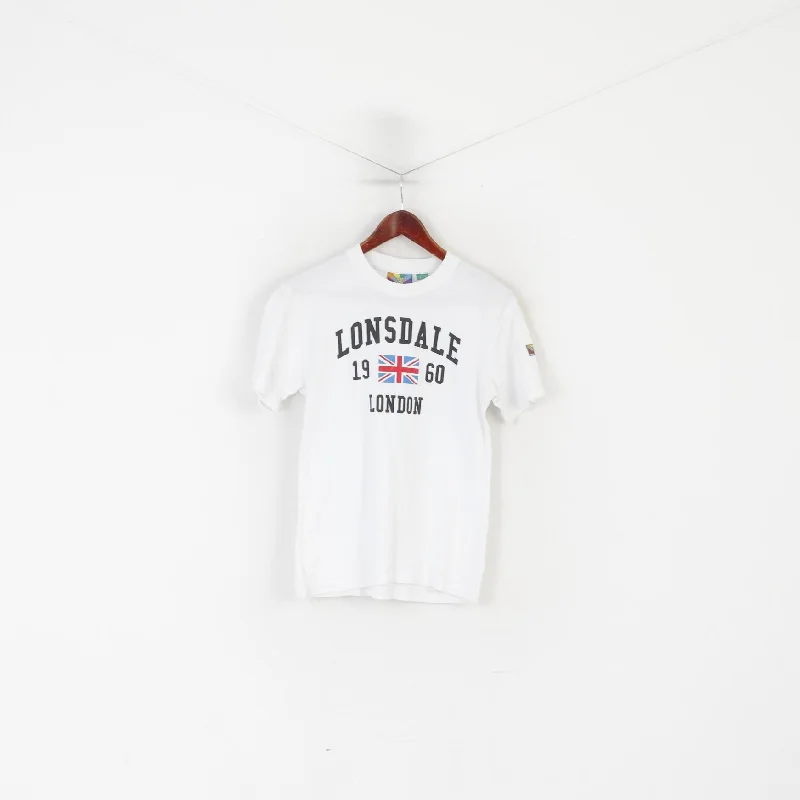 Lonsdale London Women S Shirt White Cotton Crew Neck Vintage Unisex Top