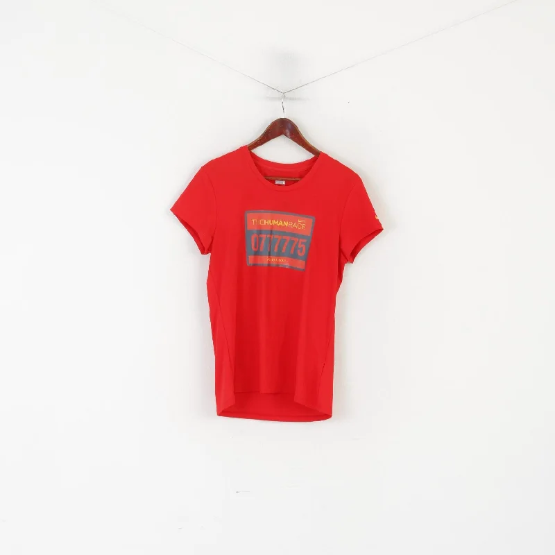 Nike Women L Shirt Red Dry Fit Running The Human Race 2008 Jersey Top