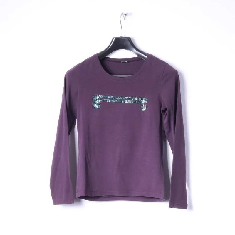 Pirelli Women S Long Sleeved Shirt Purple Stretch Crew Neck Logo Top