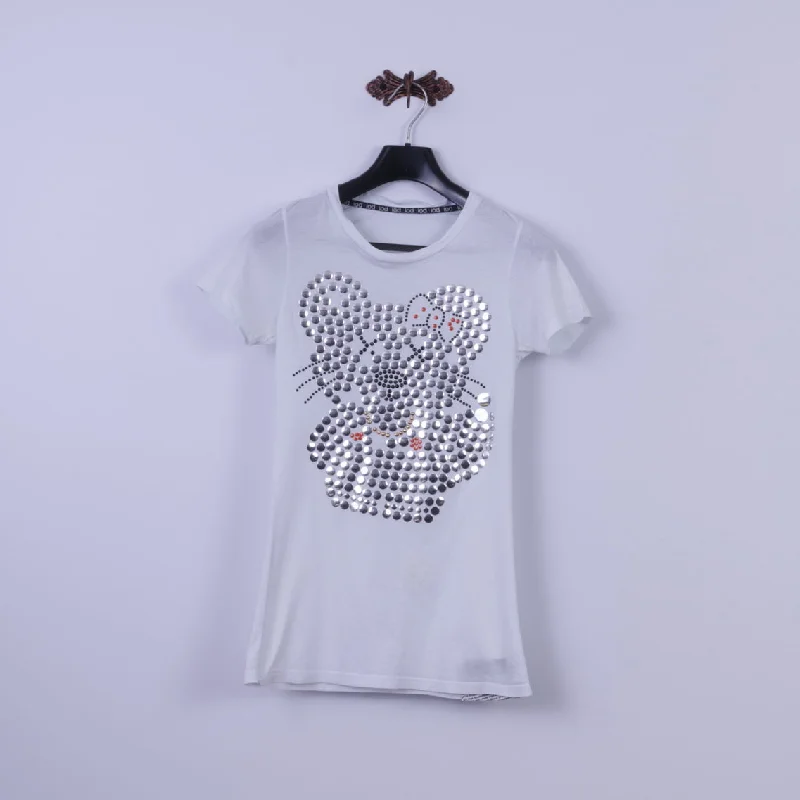 IOD By Steven Trussell Women L (S) Shirt White Silver Bear Long Fit Top