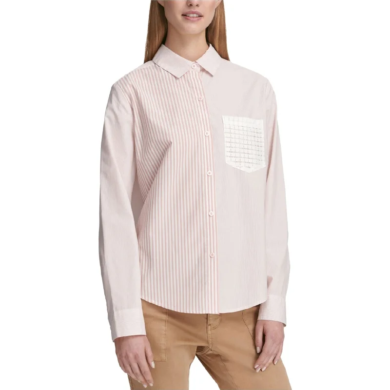 Dkny Womens Lace Pocket Button Up Shirt