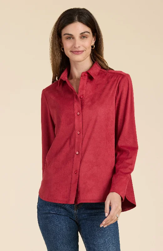 Faux Suede Club Shirt - Cayenne