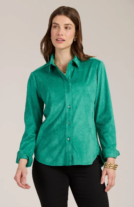 Faux Suede Club Shirt - Kelly Green