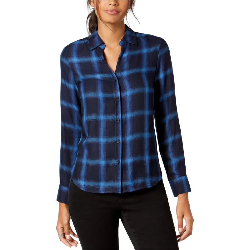 I-N-C Womens Plaid Button Up Shirt