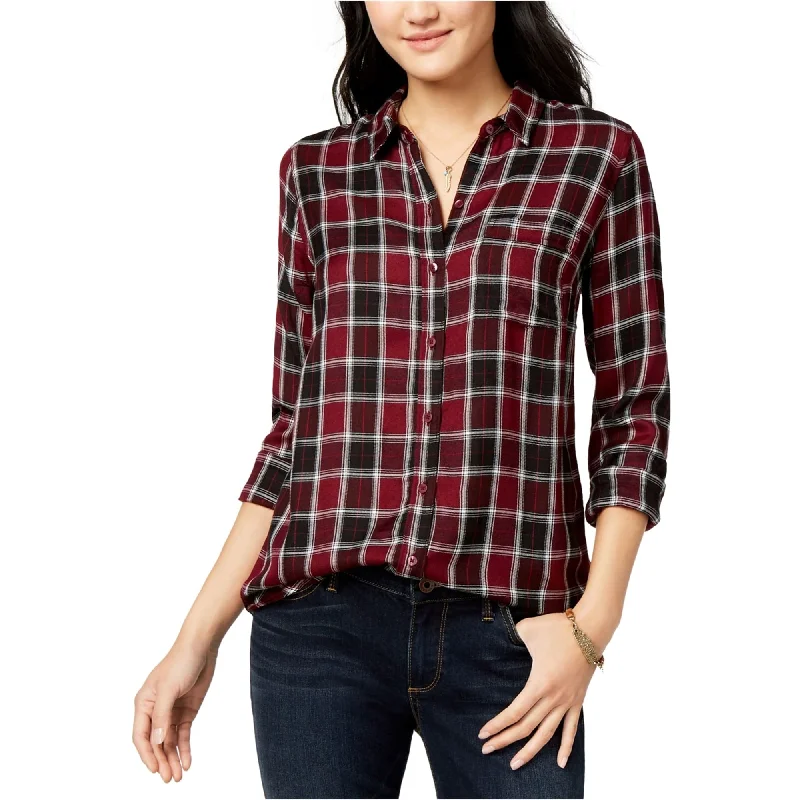 Lucky Brand Womens Plaid Button Up Shirt, Red, Small