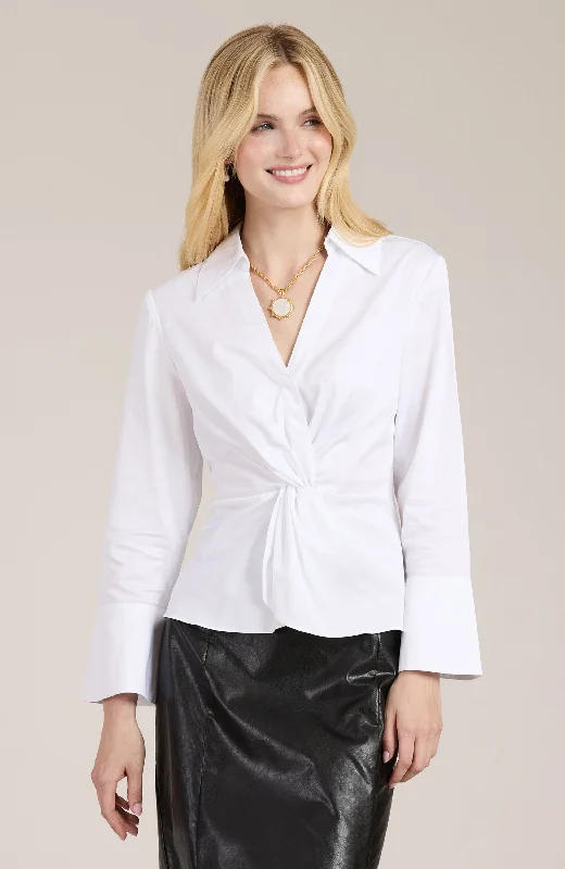 Paige Twisted Front Shirt - White