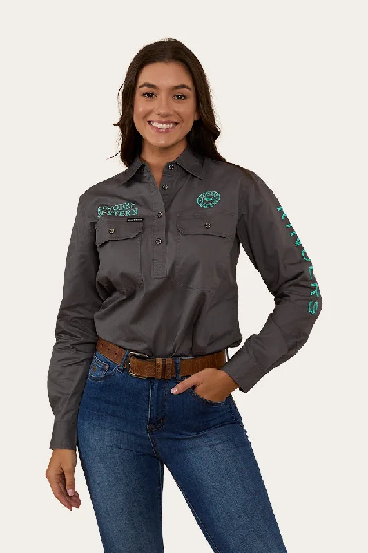 Signature Jillaroo Womens Half Button Work Shirt - Magnum/Mint