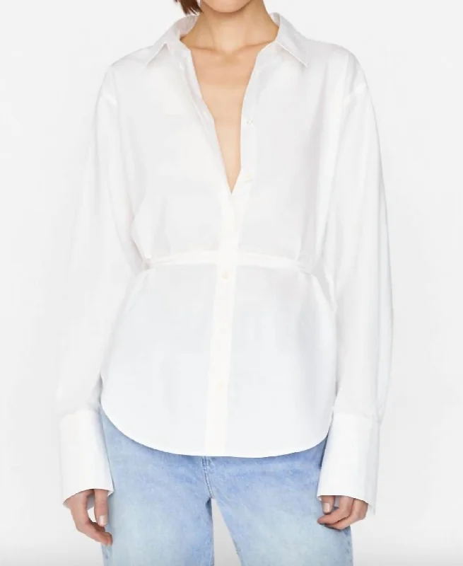 Slit Back Waist Tie Shirt In Blanc