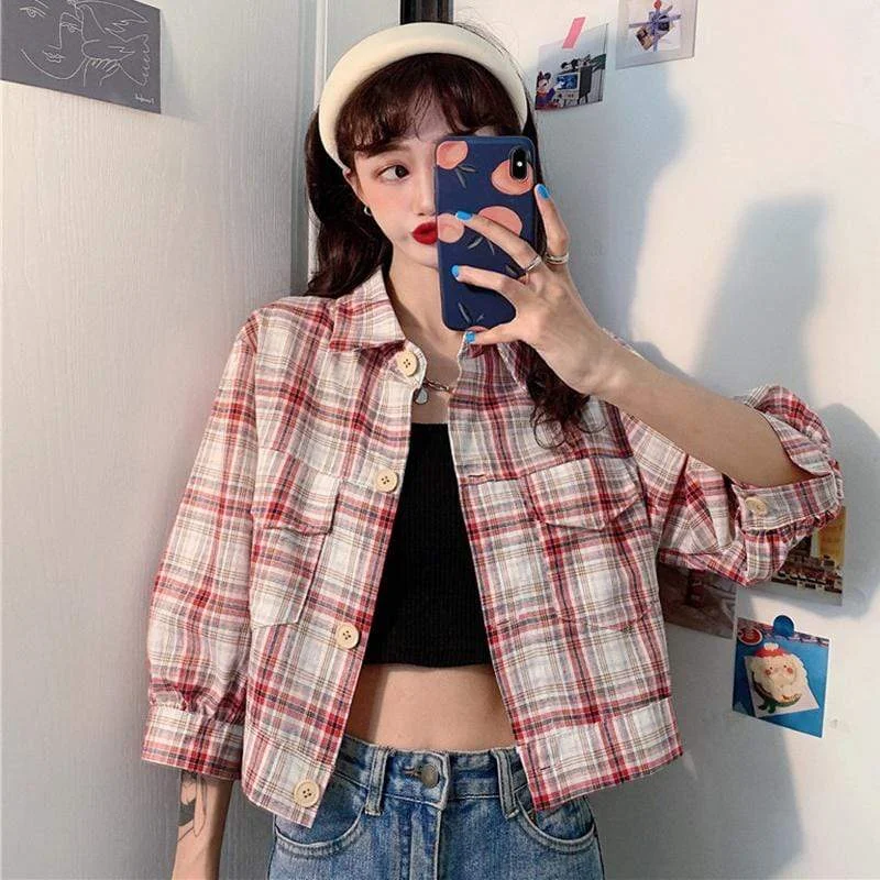 Women's Lovely Retro Plaid Loose Shirts