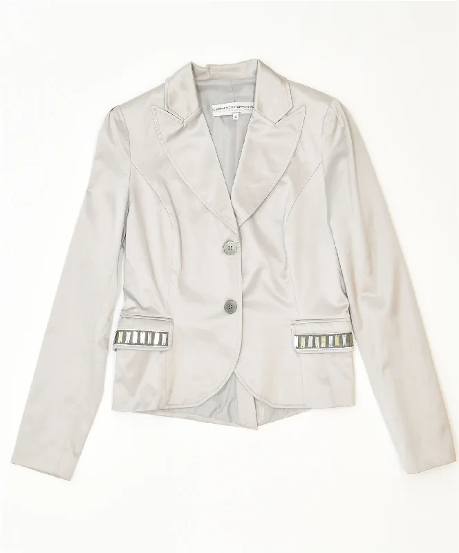 CRISTINAEFFE Womens 2 Button Blazer Jacket IT 44 Medium Grey Designer