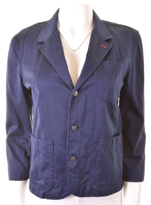 ENRICO COVERI Womens 3 Button Blazer Jacket 3/4 Sleeve EU 34 XS Navy Blue