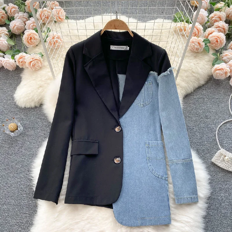 Jacket female cowboy stitching Blazer  1505