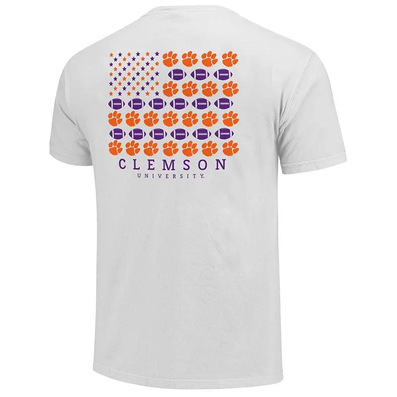 Clemson American Flag Football Short Sleeve T-Shirt