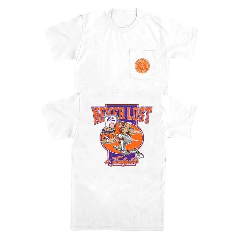 Never Lost A Tailgate Short Sleeve T-Shirt in Orange and Purple