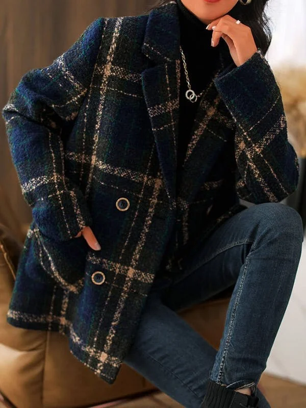 Casual Plaid Blazer for Women