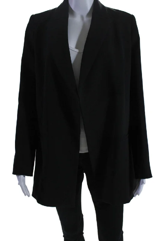 Index Womens Long Sleeve Open Front Pointed Lapel Blazer Jacket Black