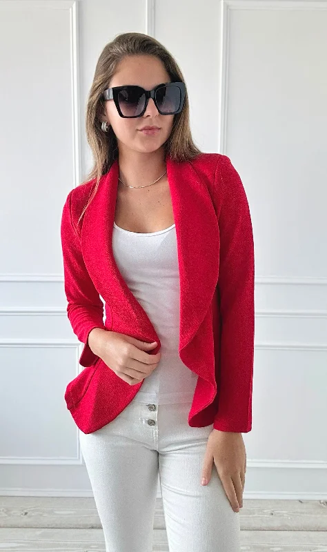 Fierce Chic Fitted Blazer - Red