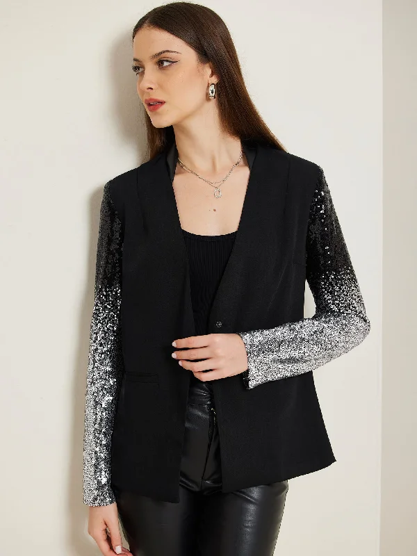 Shiny Sequin Long Sleeves Sparkle Casual Blazer Jacket