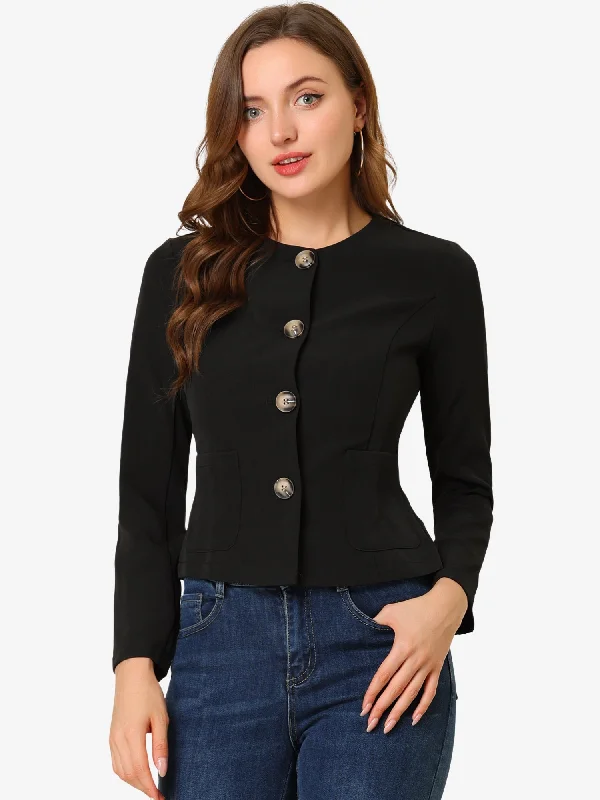 Fall Casual Jacket Elegant Button Front Work Office Blazer